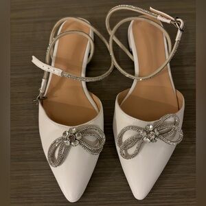 NWT White Bridal Flats with Rhinestones